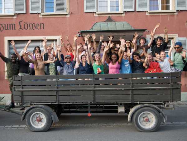 World Food System Summer School Cohort on a Wagon