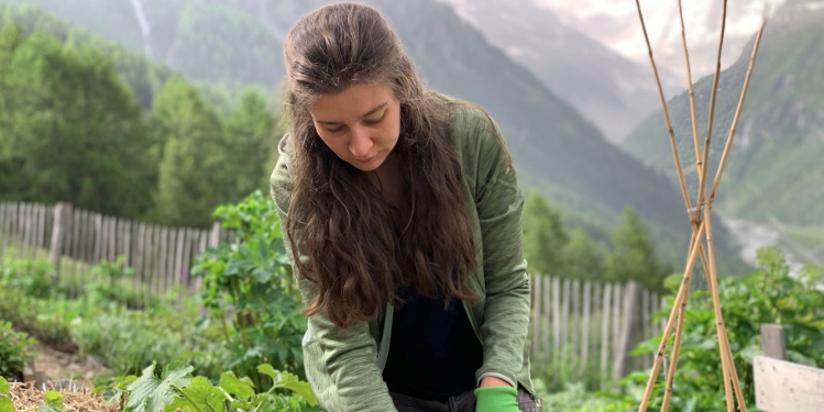 aline von jüchen working in a vegetables field