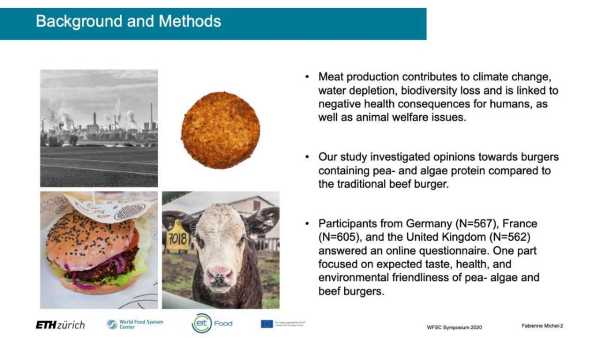 Consumers' perception of meat alternatives containing pea or algae protein